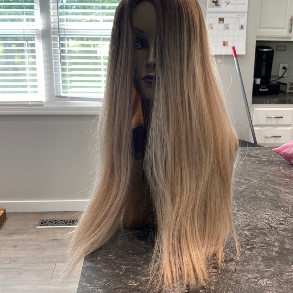 New Synthetic long blond wig.